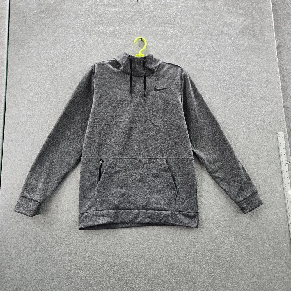 Nike Men Hoodie S Gray Fleece Therma-Fit Activewear Gorpcore Zipper Logo Fleece